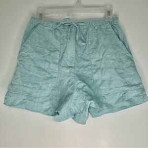 Size 6 Liz Claiborne Aqua Light Blue Women's Casual Linen Shorts with Pockets